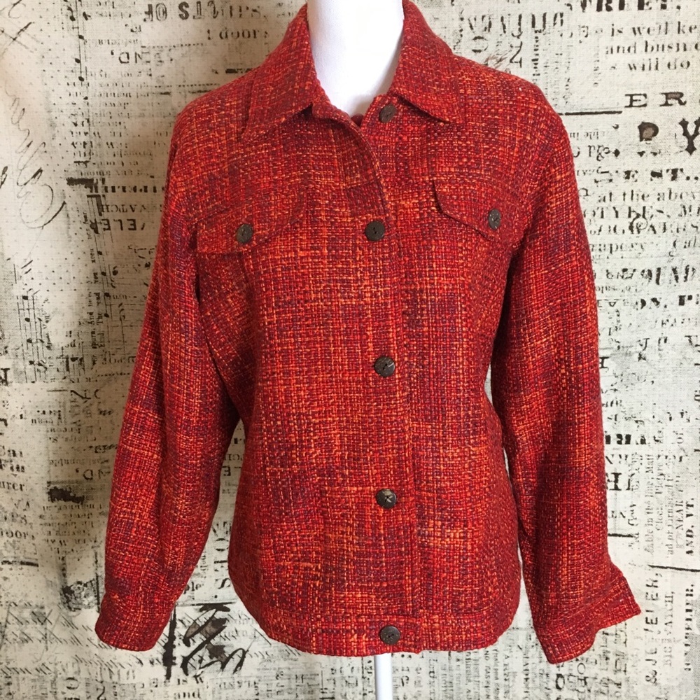 Coldwater Creek Plus Pea Coat 1X Tweed Button down - Picture 1 of 8